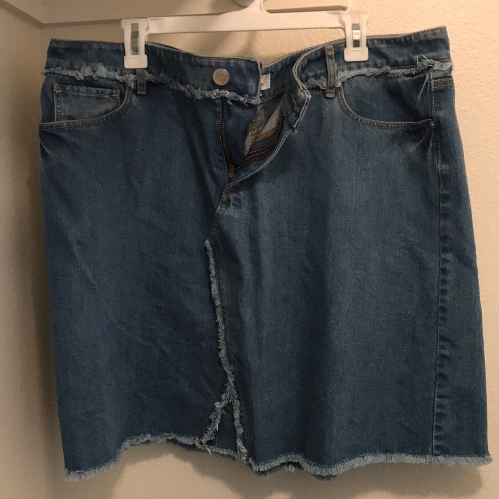 LOFT destructed denim skirt